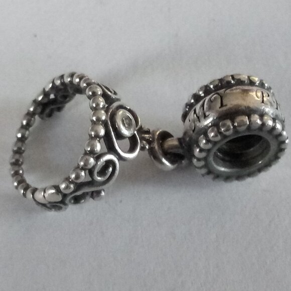 PANDORA 925 ALE CROWN MY PRINCESS CHARM STERLING SILVER TIARA HEART BEAD - Picture 2 of 5